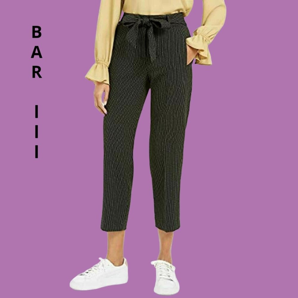 Bar lll NWT Black Striped Tie-Waist Pants